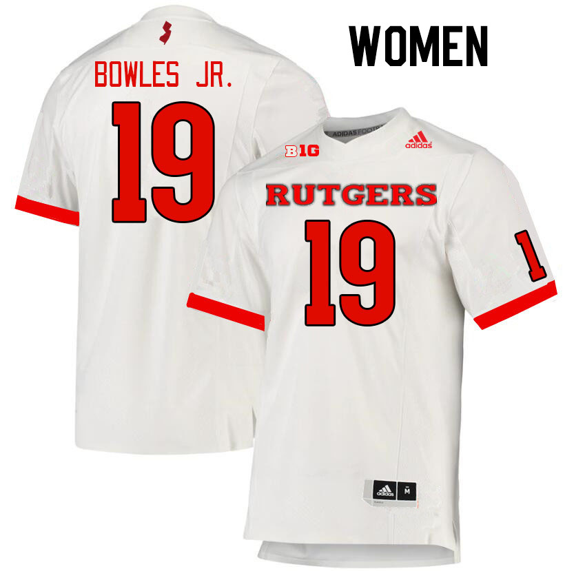 Women #19 Todd Bowles Jr. Rutgers Scarlet Knights College Football Jerseys Stitched Sale-White - Click Image to Close